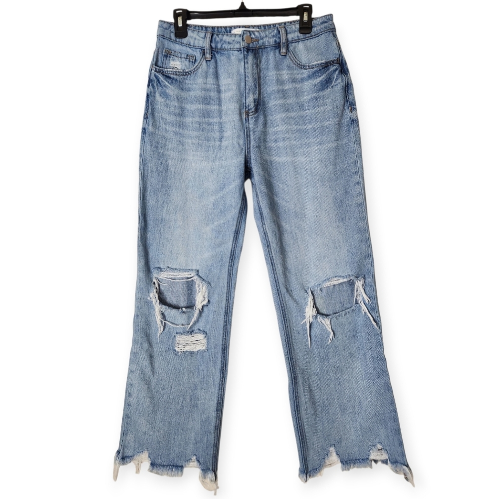 Altar'd State Y2K Distressed Western High Rise Cropped Straight Leg Jeans Sz 29